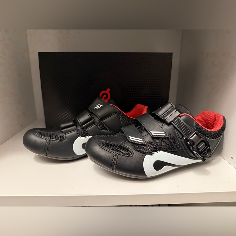 Peloton Black White Red Women's Cycling Shoes
